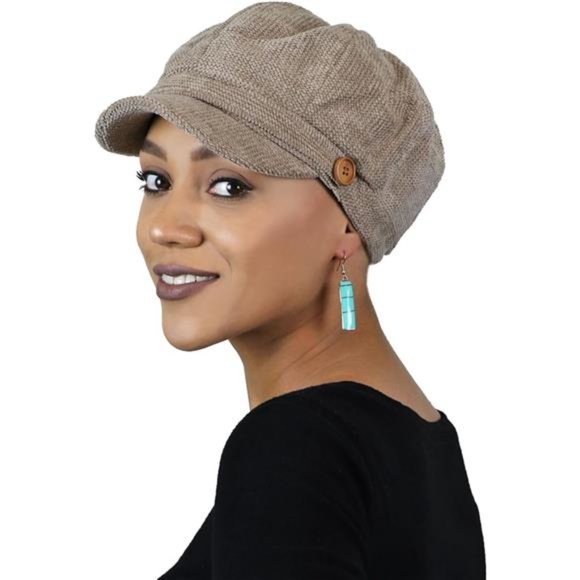 Newsboy Cap for Women Cancer Headwear Chemo Hat Ladies Head Coverings Tweed - Picture 5 of 5
